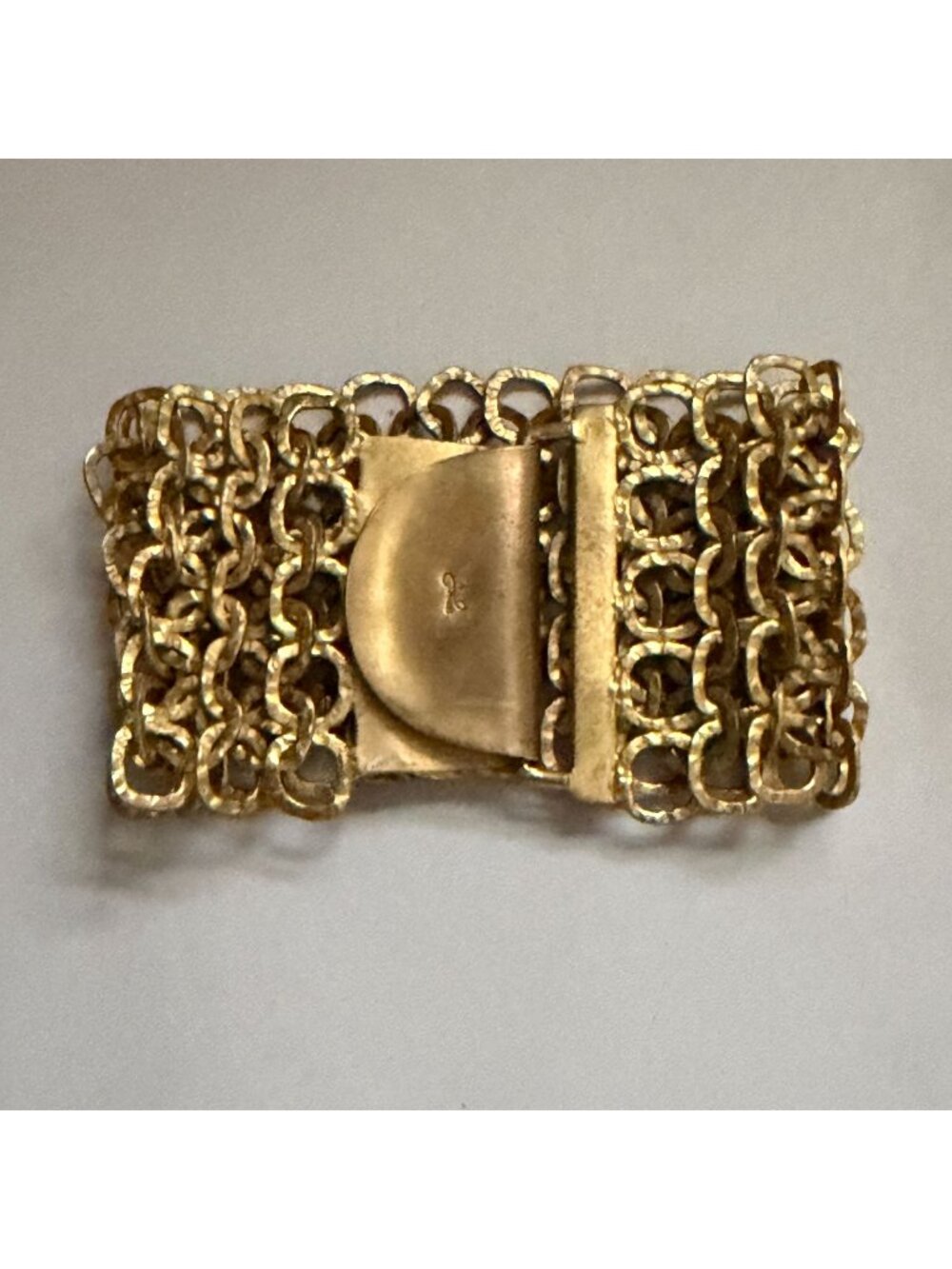 Julie Vos RARE VINTAGE Chain Mail Link Gold Plated Bracelet Statement Clasp 7"
